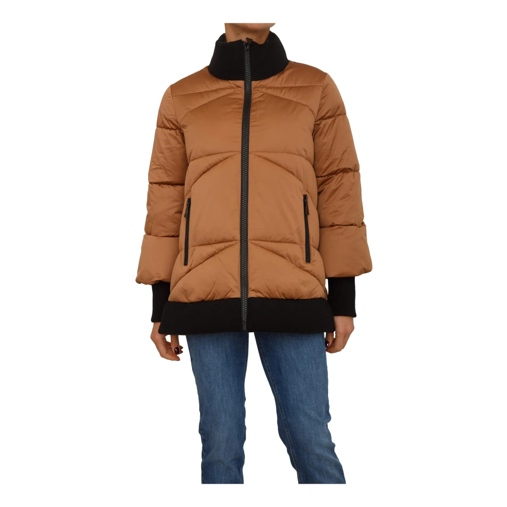 Nenette Kvinno Brun Jackor Dam, M, Polyester, Piumino Corto Con Cappuccio