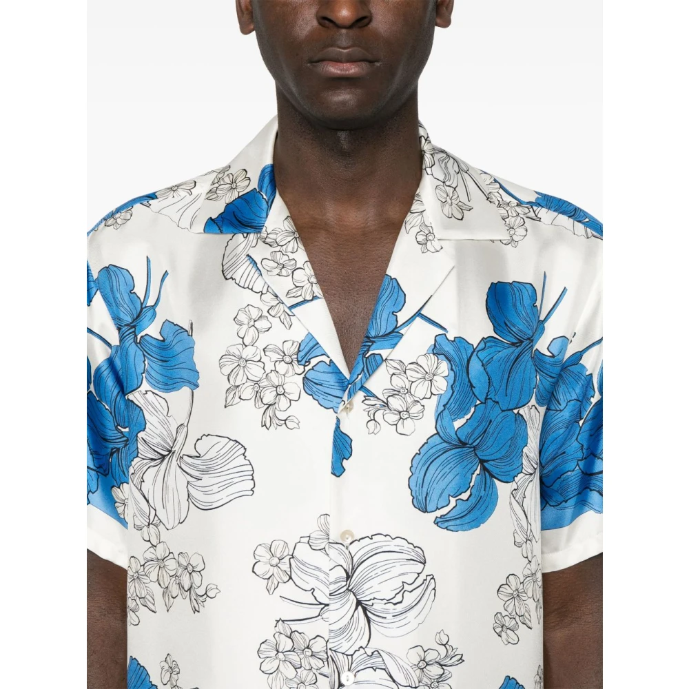 P.a.r.o.s.h. Bloemenprint korte mouw overhemd Blue Dames