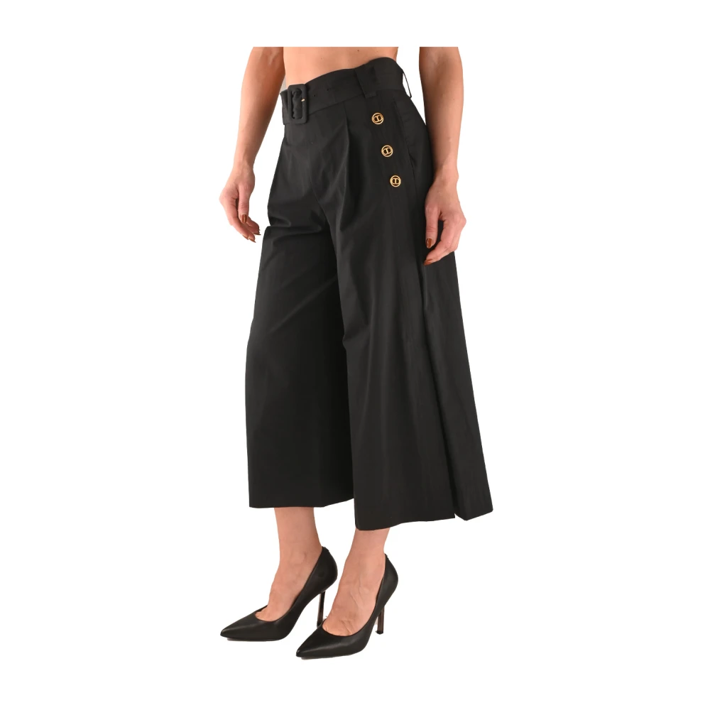 Twinset Katoenen Palazzo Broek met Plooien Black Dames