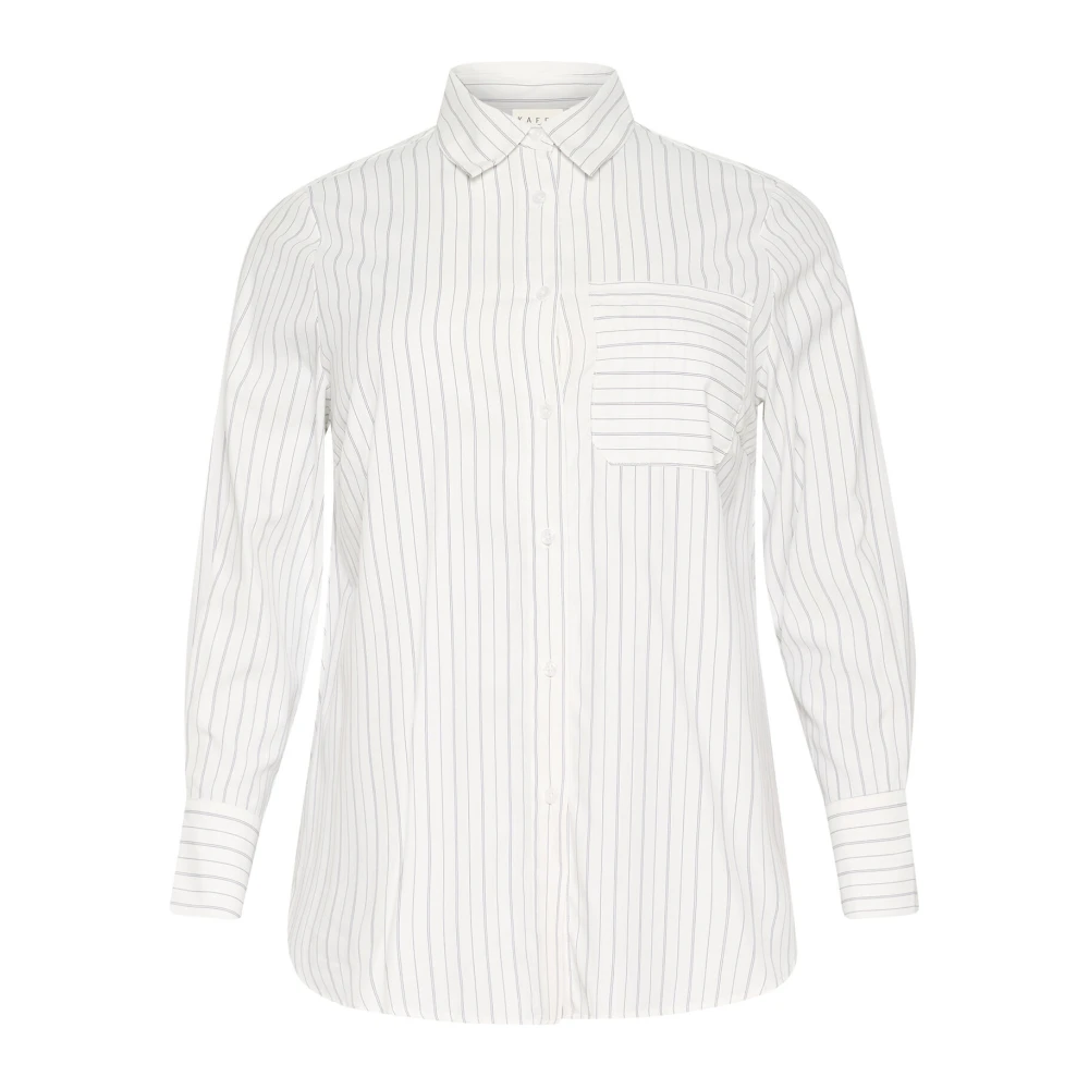 Kaffe Curve Klassieke Shirt met Grijze Strepen White Dames