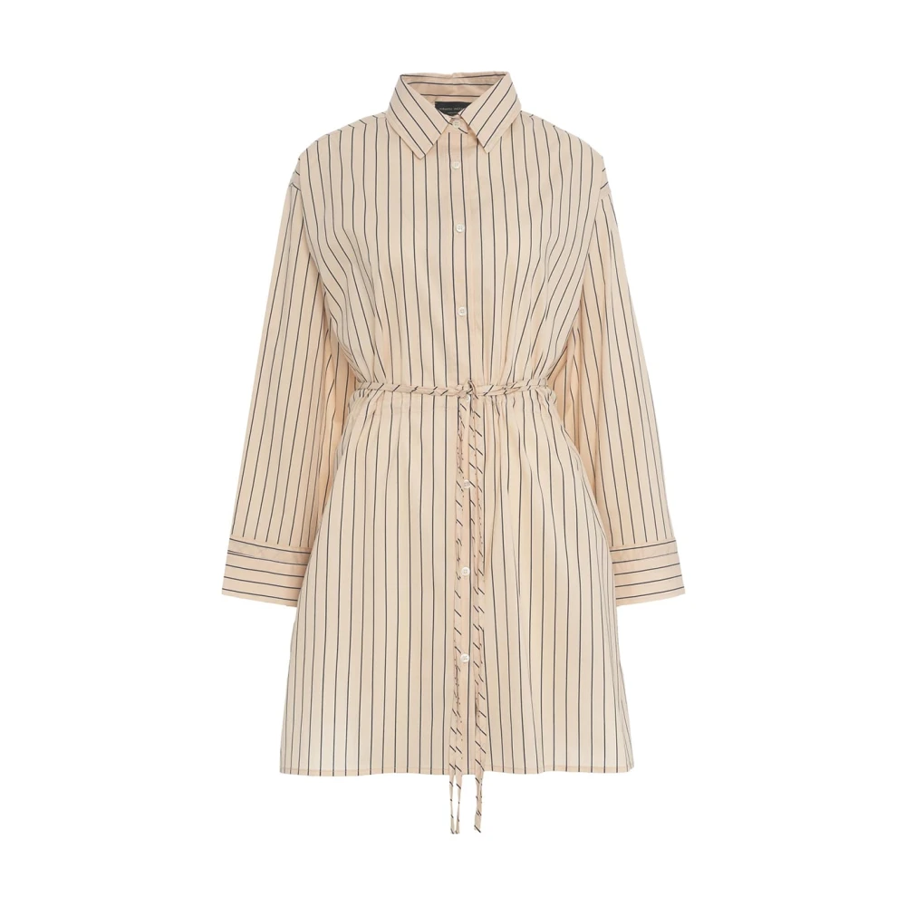 Roberto Collina Beige Gestreepte Blouse Jurk Elegant Stijl Beige Dames