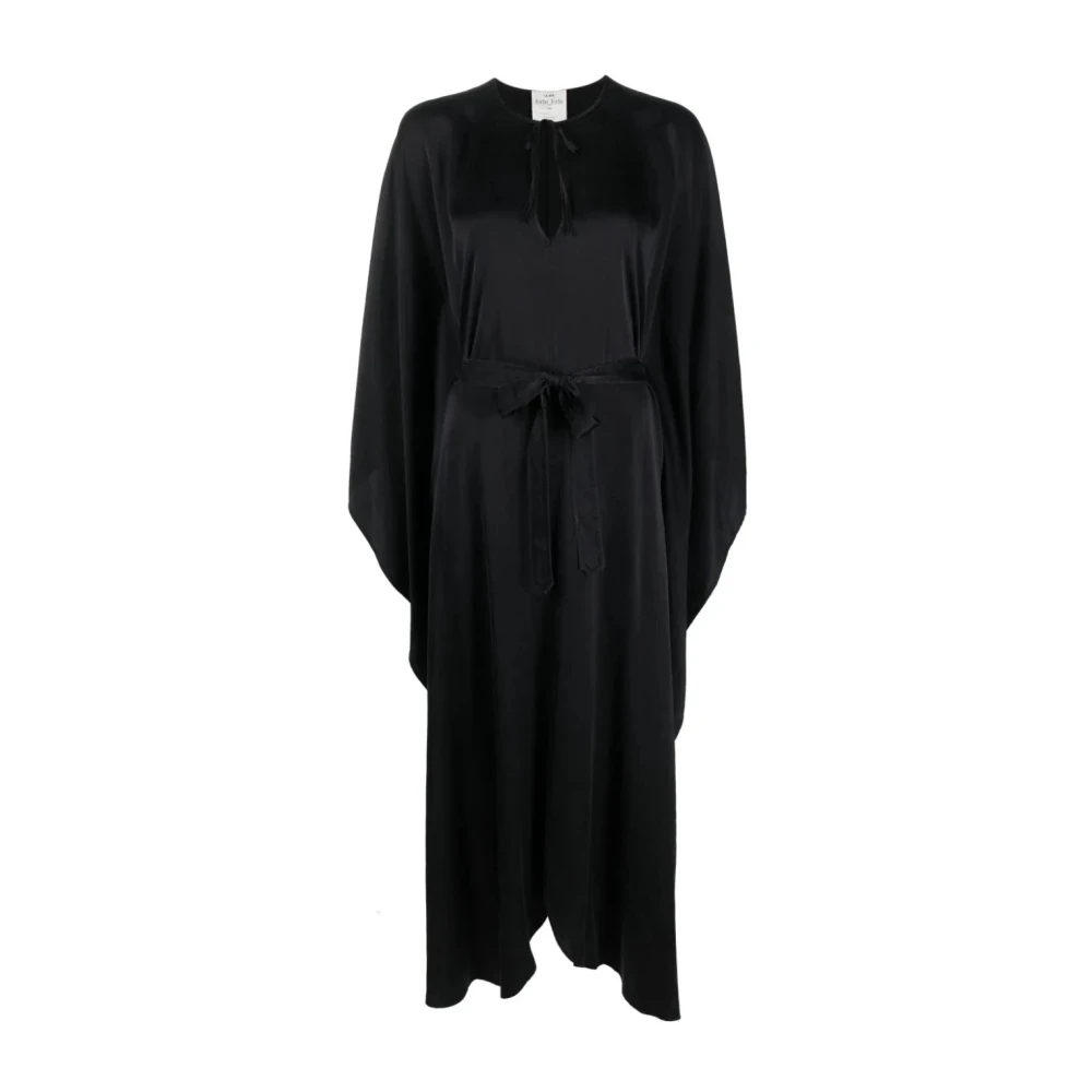 Forte Elegante Zwarte Zijden Maxi Jurk Black Dames