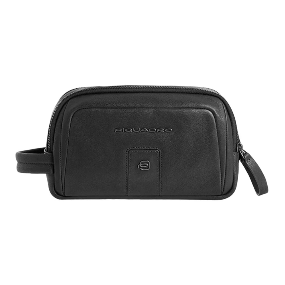 Piquadro Zwarte leren tas Eén Black Heren