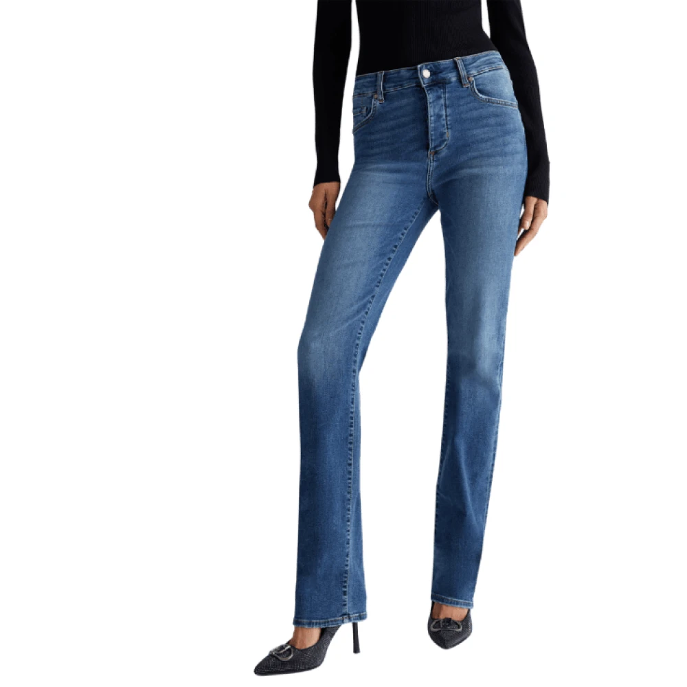 Liu Jo Hoge Taille Rechte Pijp Denim Jeans Blue Dames