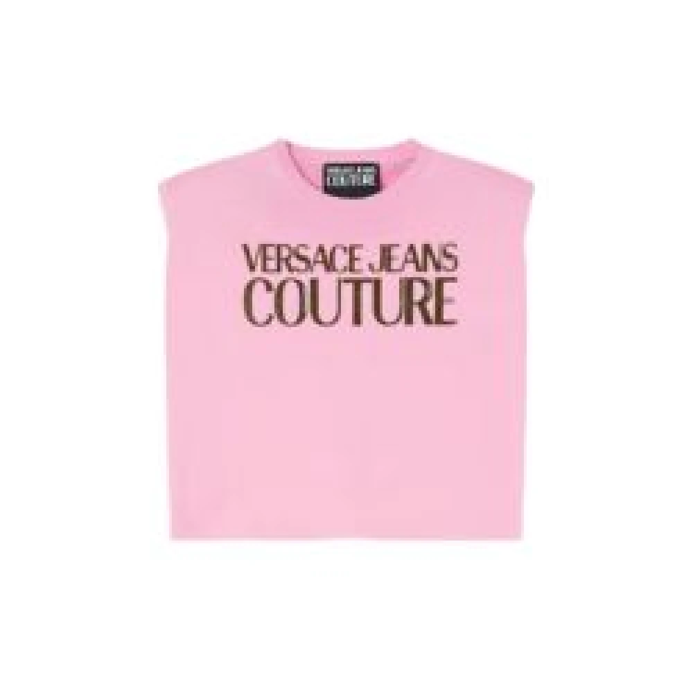 Versace Jeans Couture Mouwloze Roze Top met Gewatteerde Schouders Pink Dames