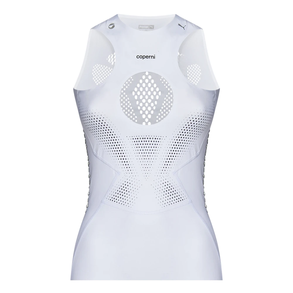 Coperni Witte Mouwloze Jurk met Logodetails White Dames