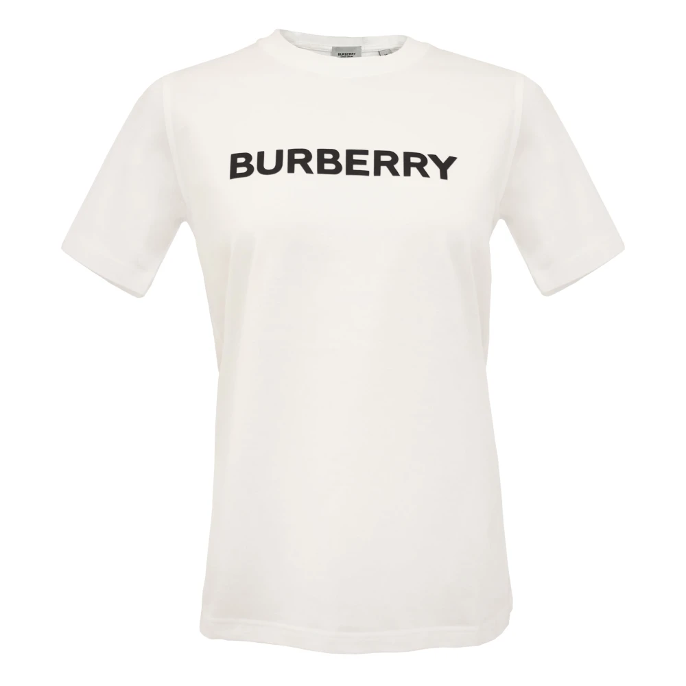 Burberry Wit Designer T-Shirt met Zwart Logo White Heren