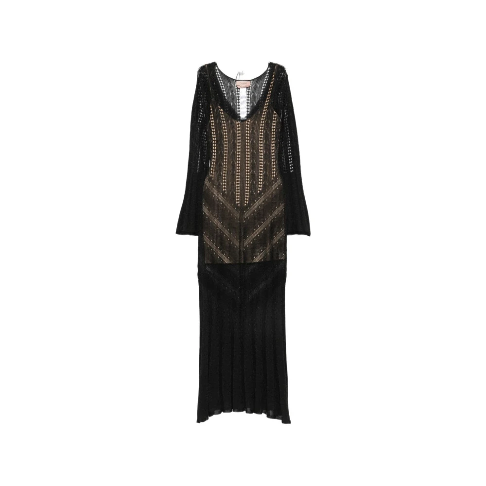 Twinset Women's Black Knitted Dresses, S, Abito Lungo