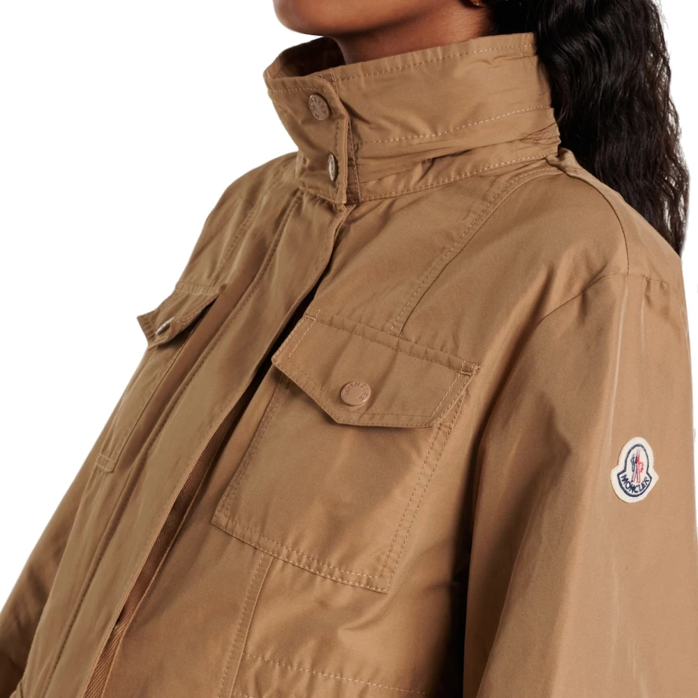 Moncler Snap Button Blend Jas met Zakken Brown Dames