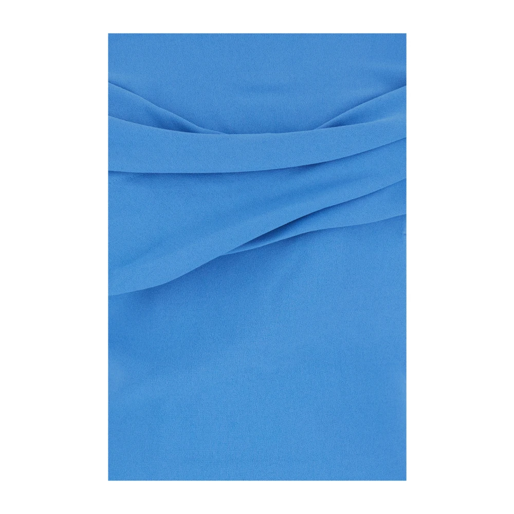 Solace London Blauwe Off-Shoulder Lange Jurk met Gedrapeerd Detail Blue Dames