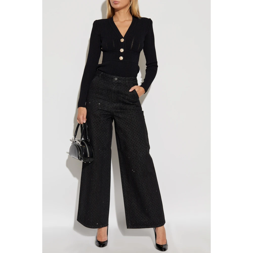 Self Portrait Jeans met decoratieve afwerking Black Dames