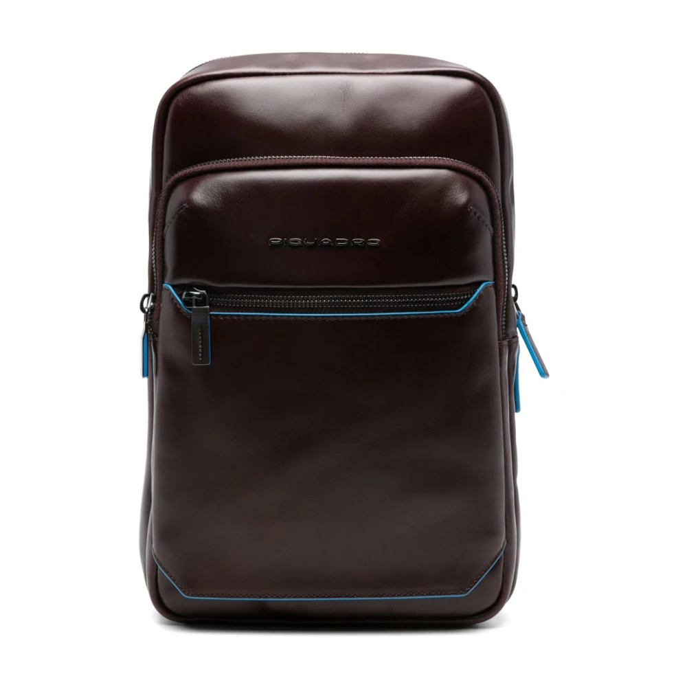 Piquadro Bruine leren rugzak met RFID-bescherming Brown Unisex