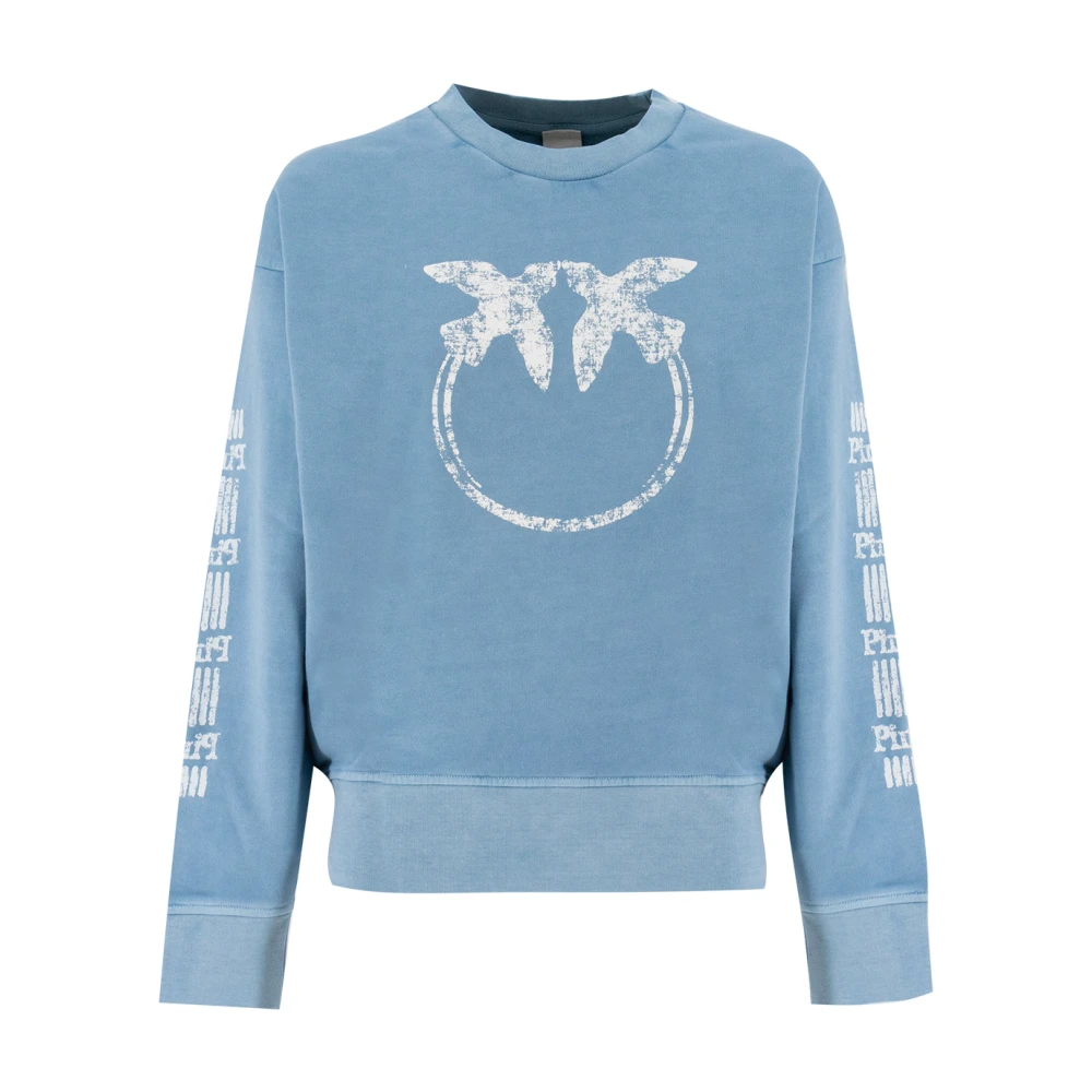 Pinko Sweatshirt met Love Birds borduursel Blue Dames