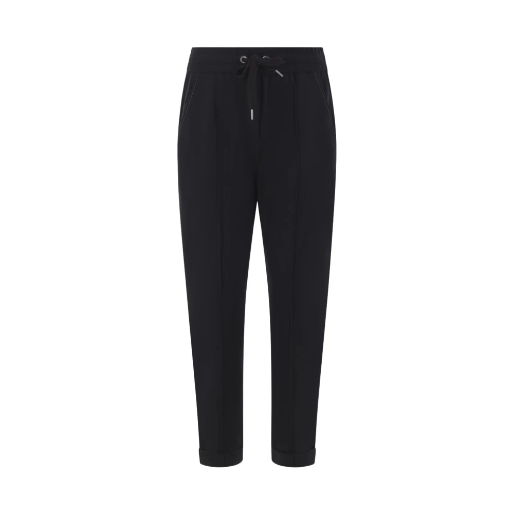 BRUNELLO CUCINELLI Zwarte katoenen stretch joggingbroek Black Dames