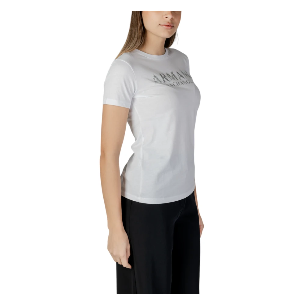 Armani Exchange Korte Mouw T-Shirt Lente Zomer Collectie White Dames