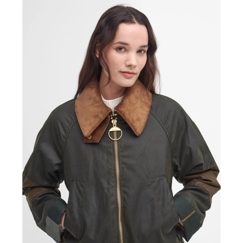 Barbour Groene Gewaxte Jas Vier Zakken Ontwerp Green Dames