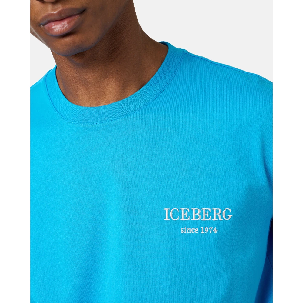 Iceberg Kobaltblauwe klassieke regular fit jersey T-shirt Blue Heren
