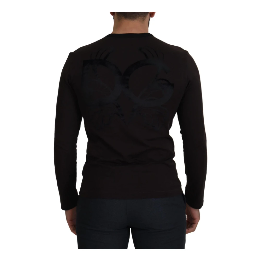 Dolce & Gabbana Bruine Katoenen Crewneck Pullover Sweater Black Dames