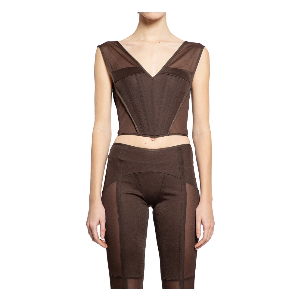 KNWLS Brun V-ringad Bustier Topp Brown, Dam