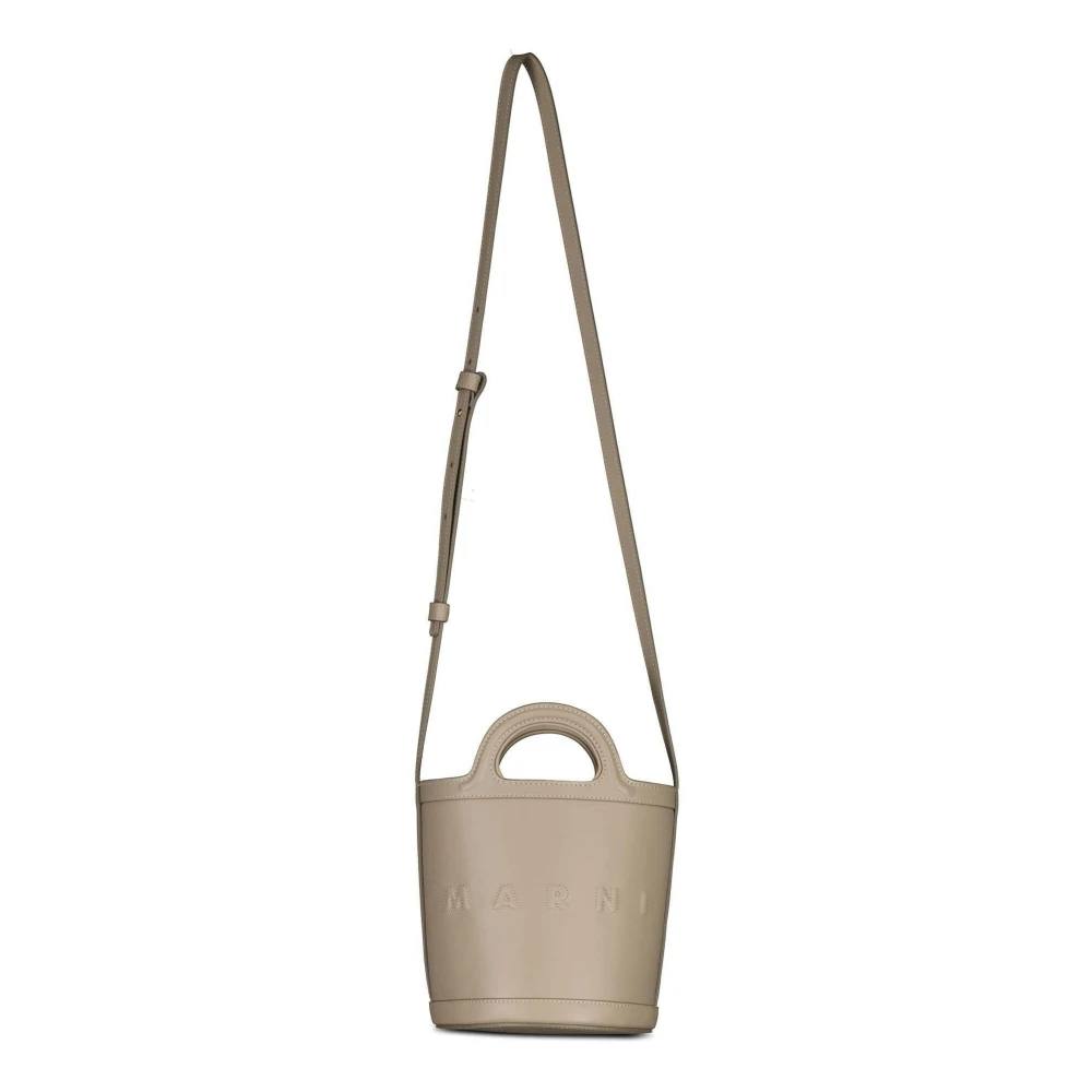Marni Women's Brown Bucket Bags, One Size, Leather Bucket Bag With Logo