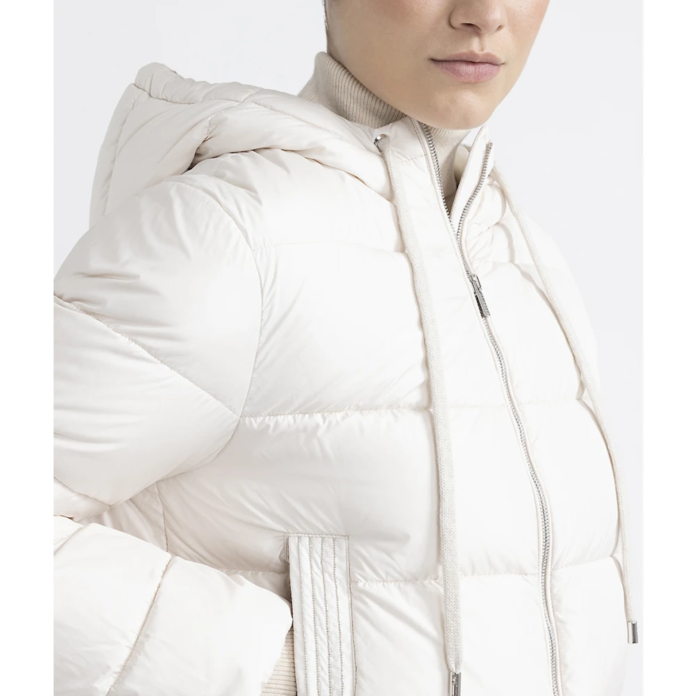 PESERICO Korte gewatteerde donsjas met capuchon Beige Dames