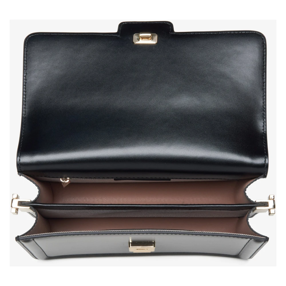 Estro Kleine Zwarte Leren Schoudertas voor Vrouwen Er00115779 Black Dames