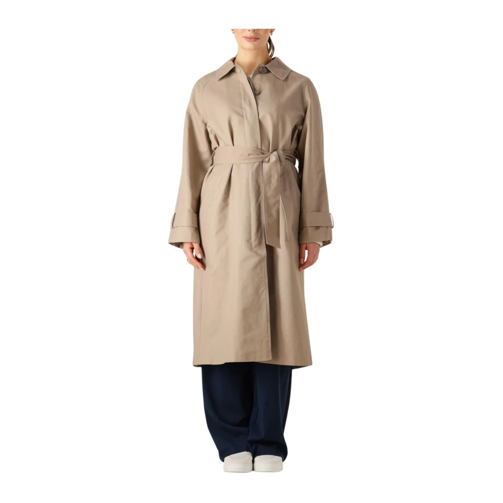 Object Taupe Trenchcoat Lange Jas Elegant Stijlvol Beige Dames