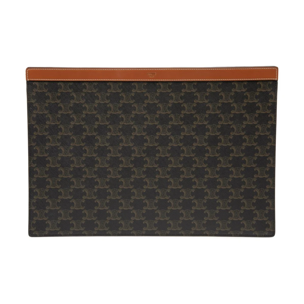 Celine Vintage Women's Brown Pre-Owned Triomphe Canvas Clutch