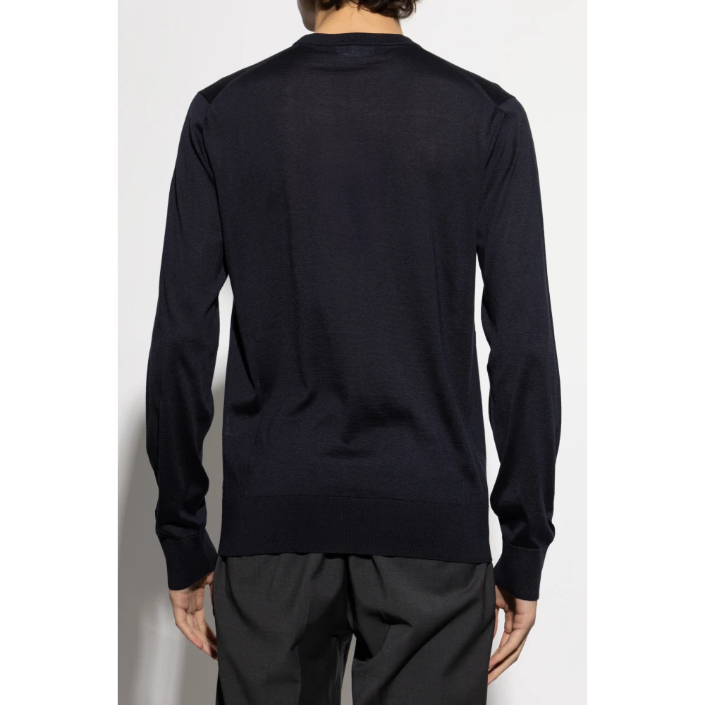 Dolce & Gabbana Zijden trui met geborduurd logo Blue Heren