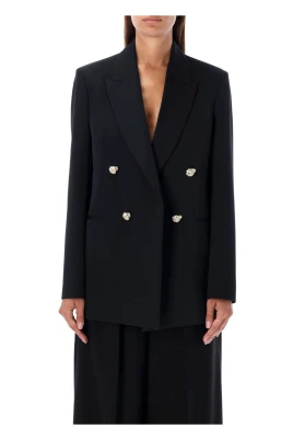 Svart ullblazer med markerade axlar