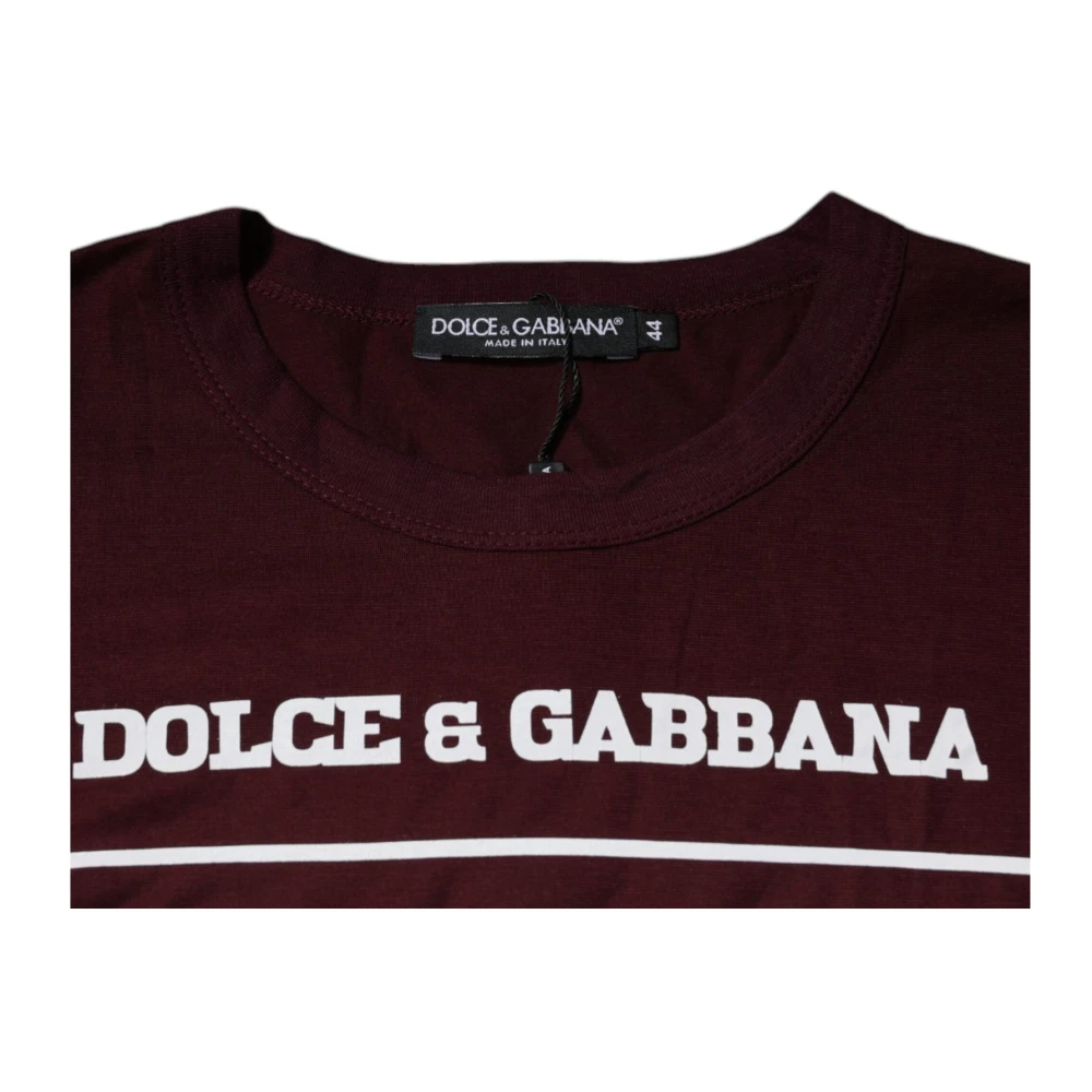 Dolce & Gabbana Grafische Crew Neck T-shirt Donkerrood Red Heren