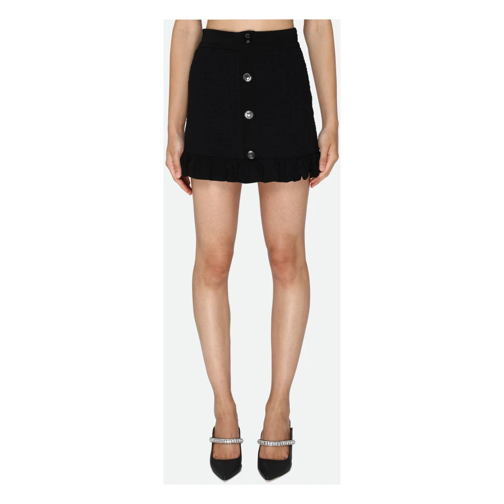 pinko Zwarte Minirok met Voorknoppen Black Dames