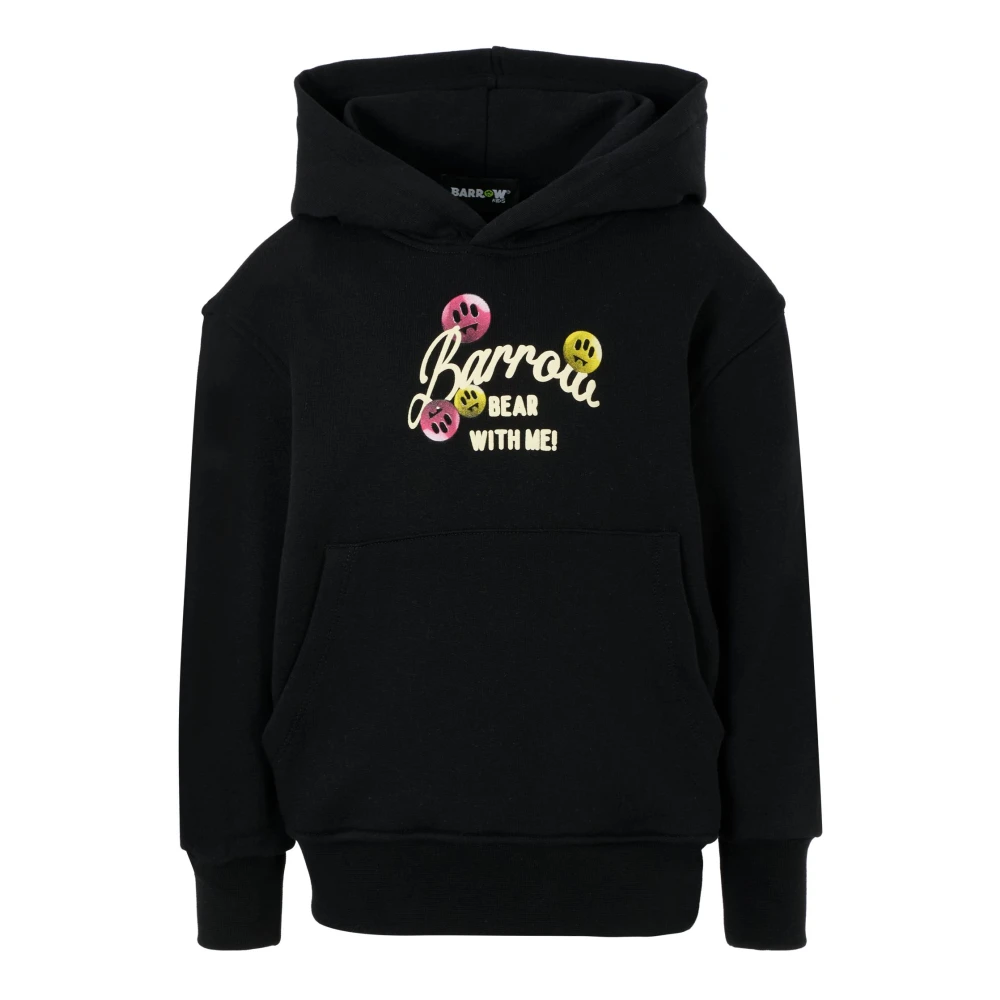 Barrow Black Hoodie With Smiley Print - Unisex - Kids Sweatshirts - 12 Y - Kids