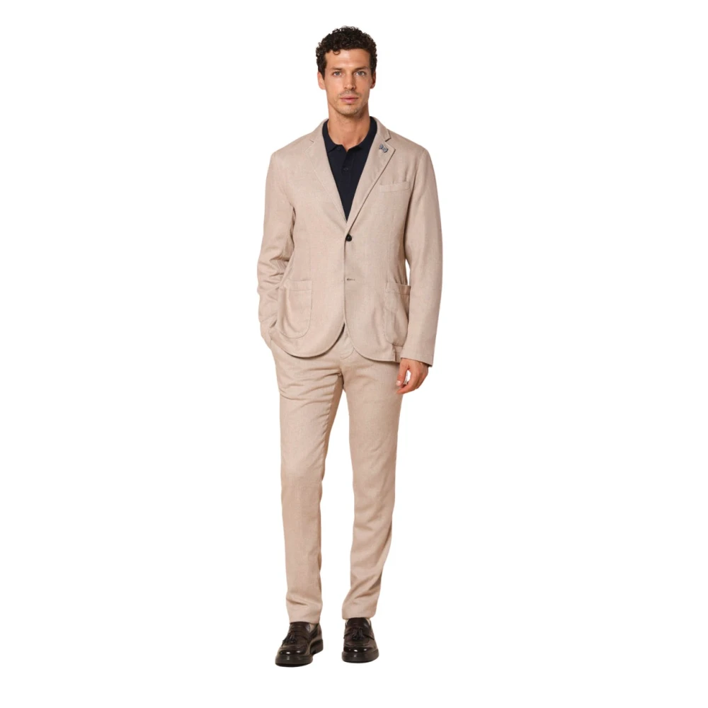 Mason's Regular Fit Wol Effect Flanel Blazer Gray Heren