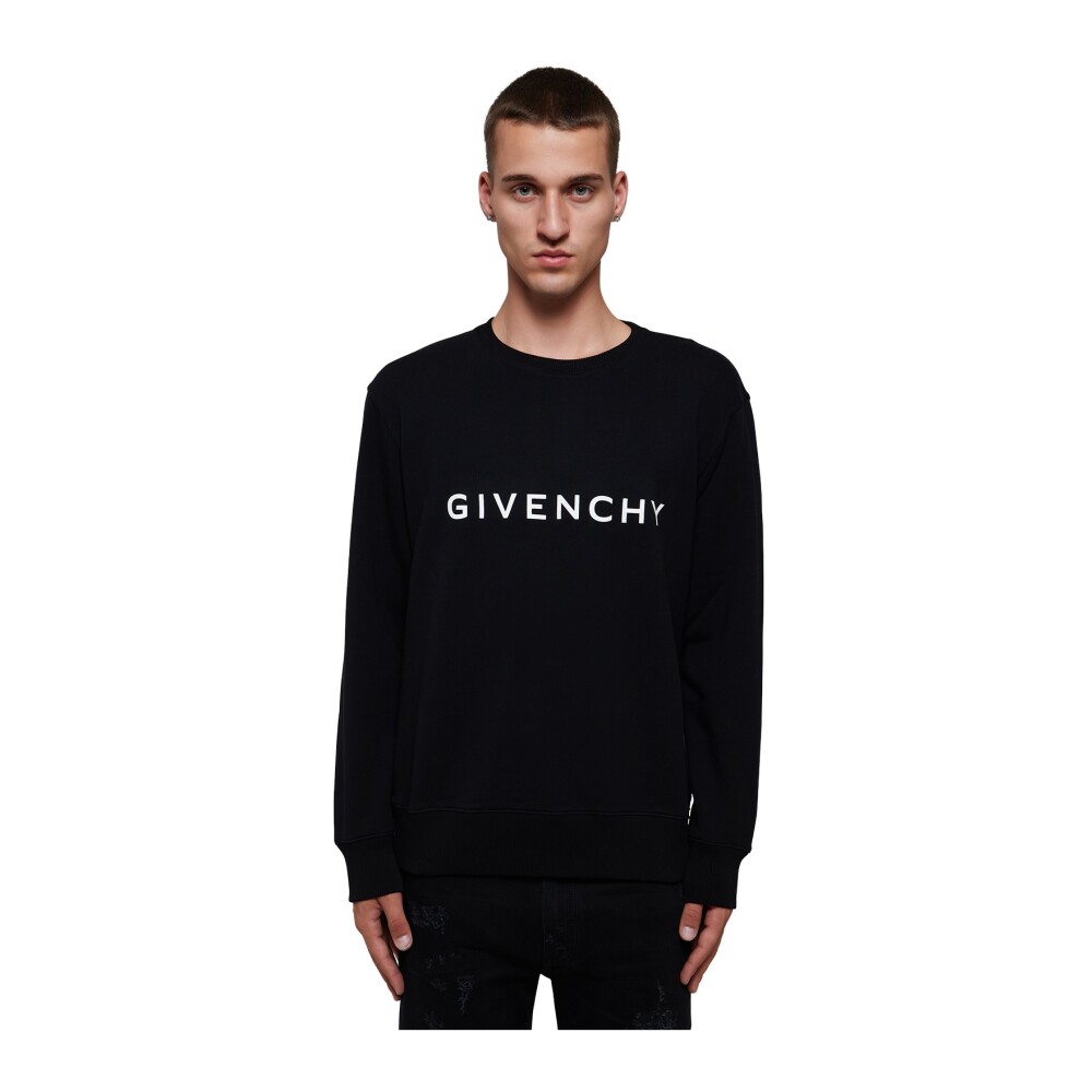 Sudadera Negra con Cuello Redondo y Logo de Canal Givenchy Mujer