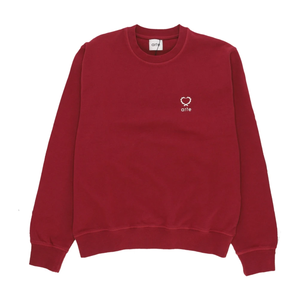 Arte Antwerp Hart Crewneck Lichtgewicht Sweatshirt Bordeaux Red Heren