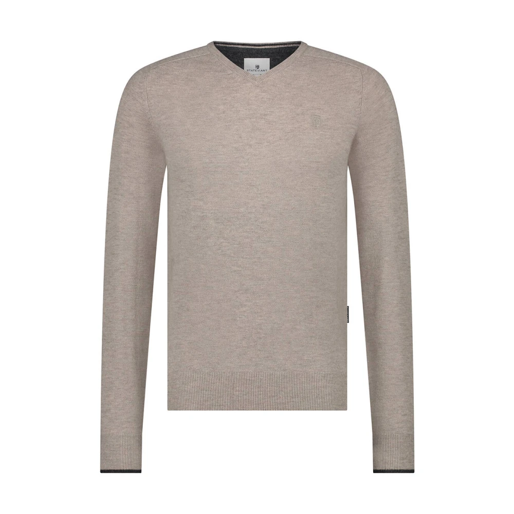 State of Art V-Neck Pullover Plai Brown Heren