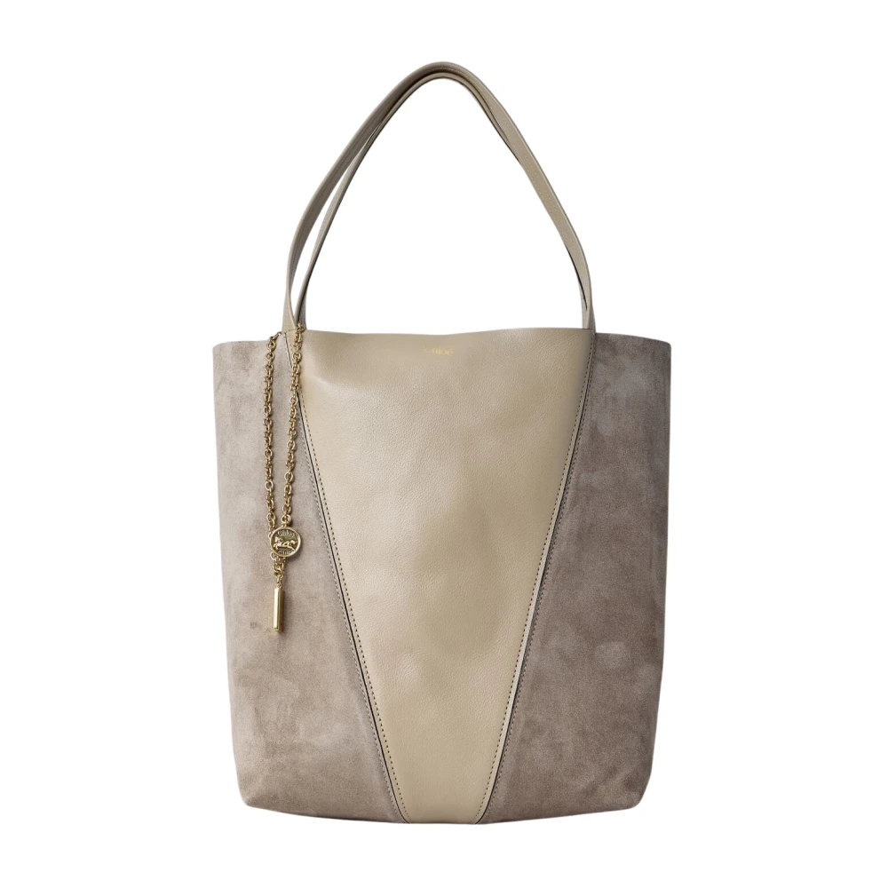 Chloé Beige Spin Suede Tote Bag - Female - Shopping Bags - One Size - Bags