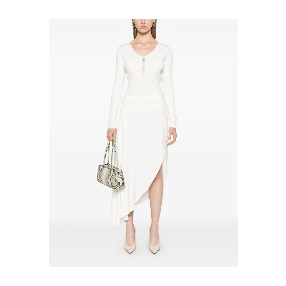 Twinset Witte Gebreide Truien met Oval-T Charme White Dames