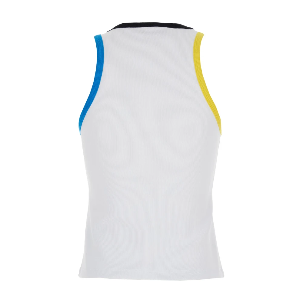 Msgm Witte Geribbelde Top met Voorlogo White Dames