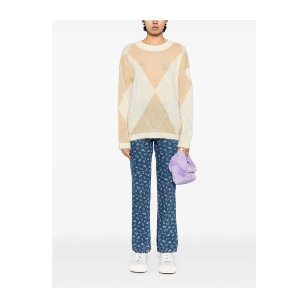 Ganni Multikleur Mohair O Neck Sweater Multicolor Dames