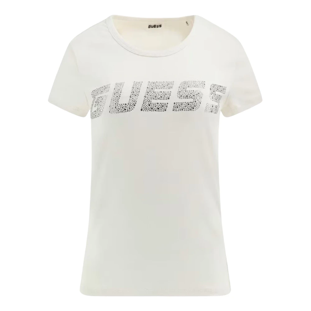 Guess Women's White Kiara Short Sleeve Cotton T-Shirt