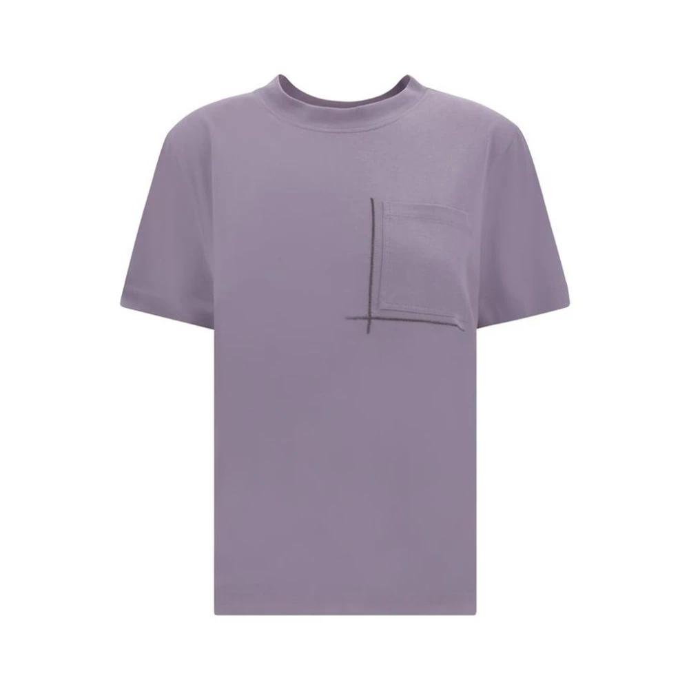 BRUNELLO CUCINELLI Zakdetail Katoenen T-shirt Purple Dames