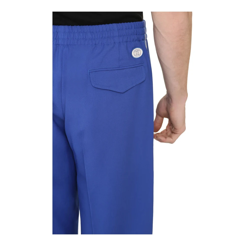Gucci Wollen broek met logo detail achteraan Blue Heren