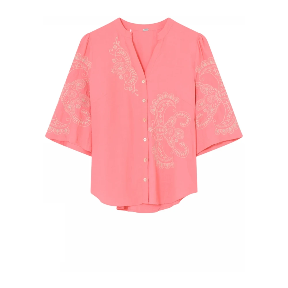 Gustav Carmen Shirt met Geborduurde Details Pink Dames