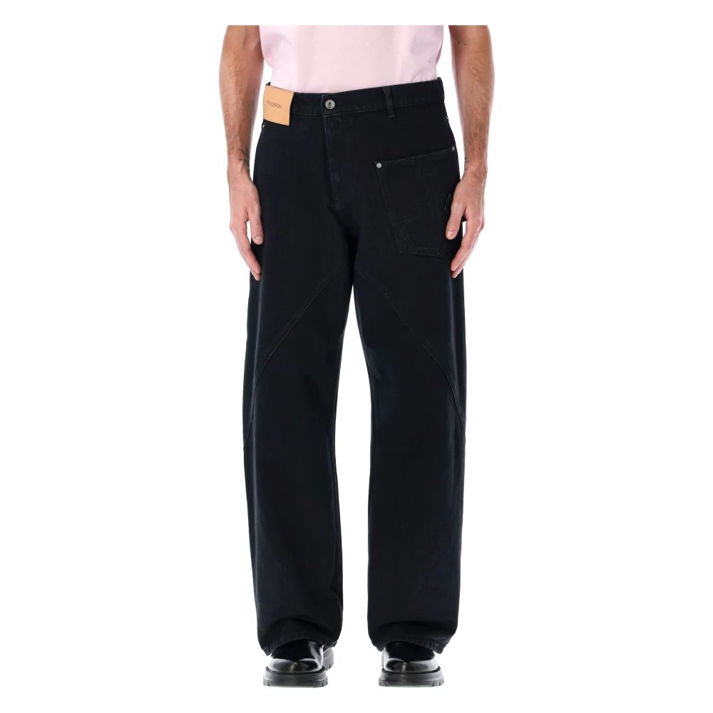 JW Anderson Zwarte Twisted Workwear Denim Broek Black Heren