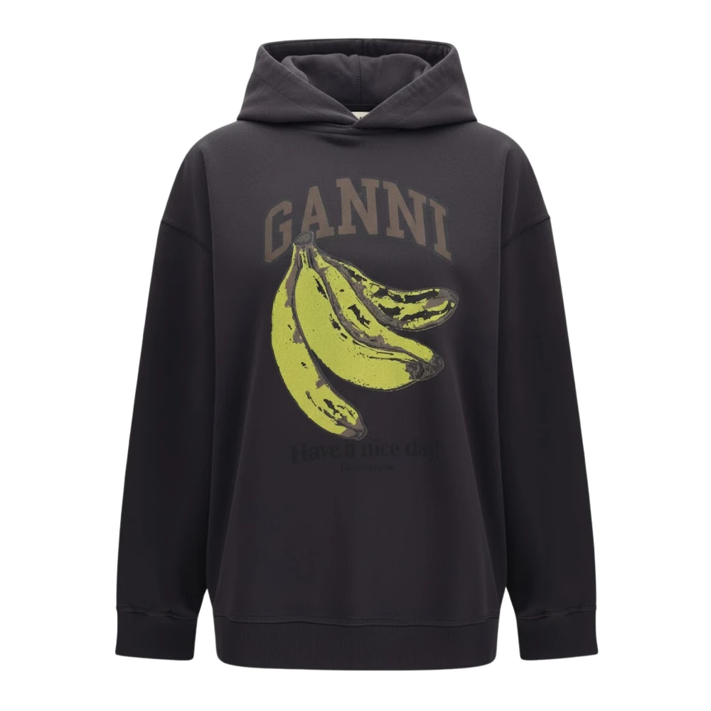 Ganni Women's Gray Hoodies, Xs, Vintage Wash Sweatshirt