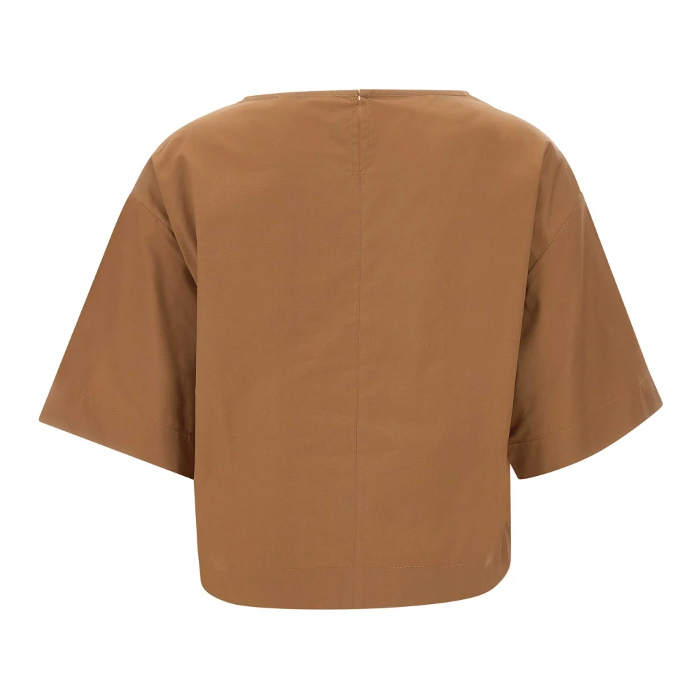Kaos Bruine Poplin Blouse met Raglan Schouders Brown Dames