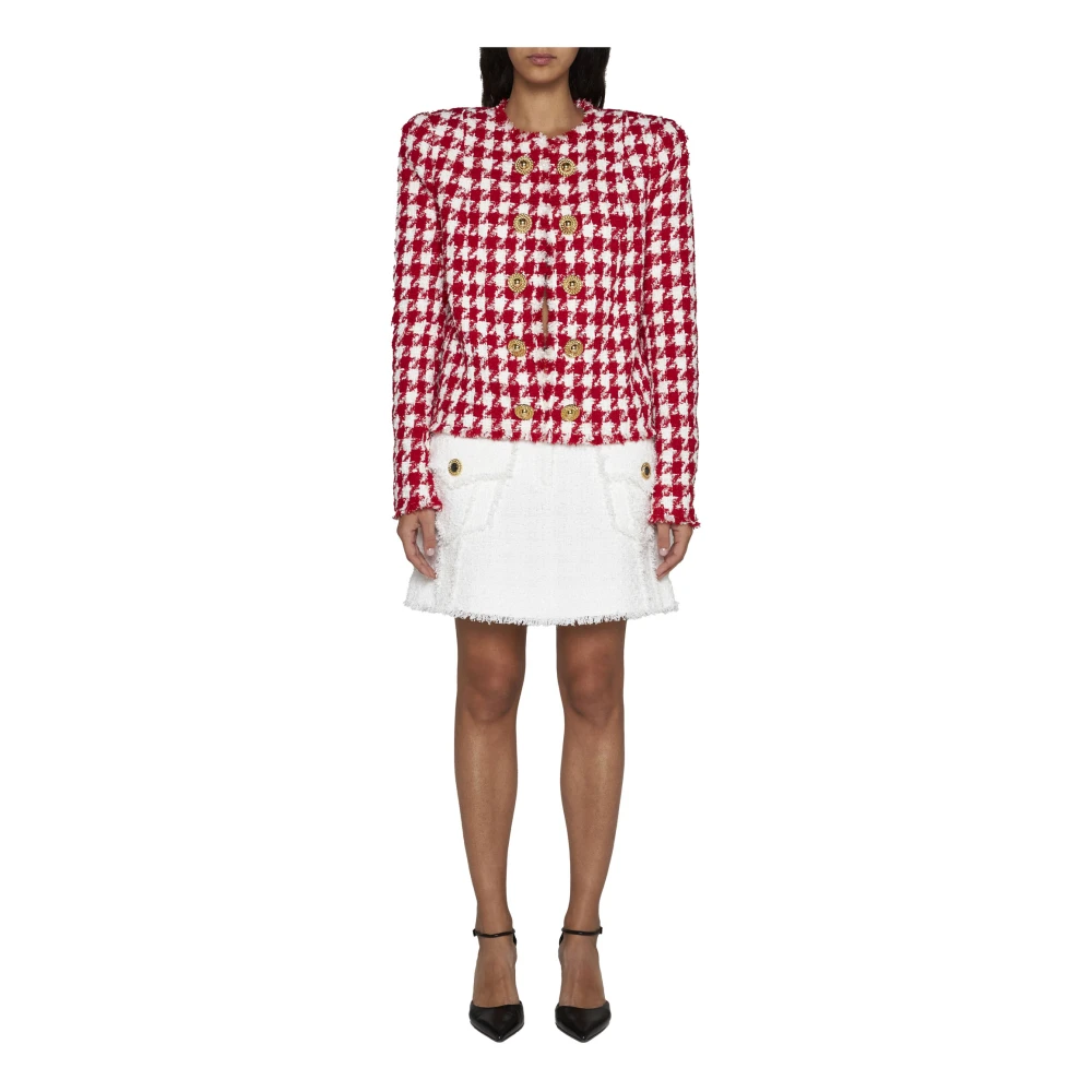 Balmain Tweed A-Lijn Rok Wit White Dames