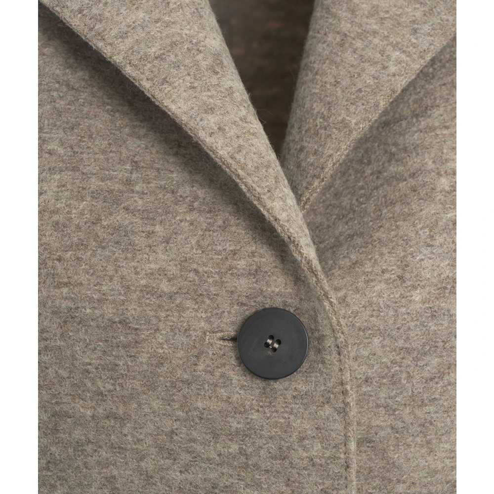 Harris Wharf London Grijze Enkellange Wollen Jas Aw24 Beige Dames